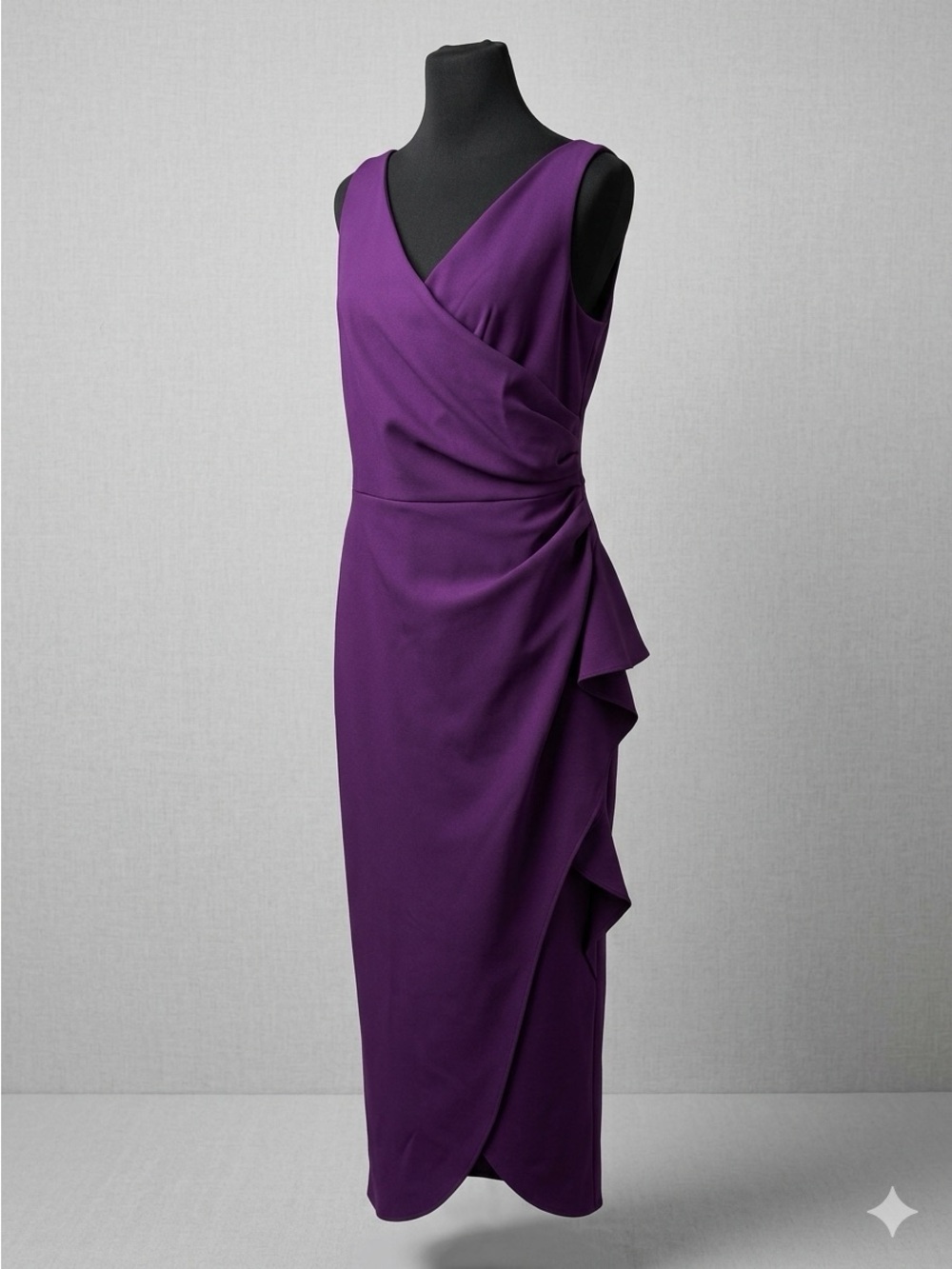 Alex Evenings Deep Purple V-Neck Wrap Maxi Dress Halloween Gala Whimsigoth Weddi